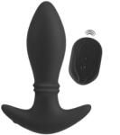 Anos Vibrator Anal cu Inele Miscatoare, Remote Control, Silicon, USB, Negru, 16.4 cm