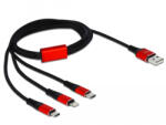 Delock 1 m hosszú, USB töltő kábel 3 az 1-ben Lightning -, Micro USB- és USB Type-C csatlakozáshoz