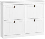 HomCom Pantofar Slim cu 4 Uși Rabatabile, Rafturi Reglabile, pentru 10-20 Perechi, Alb | Aosom Romania (837-423V80WT) Pantofar