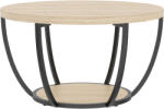 HomCom Măsuță de Cafea Rotundă cu 2 Rafturi, Picioare Metalice, Blat Gros, 80x80x43, 8 cm, Finisaj Lemn Natur | Aosom Romania (83B-870V00AK) Masa de cafea