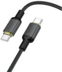 hoco. X128 Benefit adatkábel, töltőkábel, fekete (60W, 3A, USB-C to USB-C, 1m)