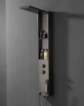 Coloana Panel de dus multifunctional Gun Metal 140 cm din inox, cu para fixa tip ploaie, dus de mana si rafturi integrate (5904589318950)