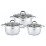 Rosberg Set de oale Rosberg R51210L6C, 6 buc. , Scala de masurare, Capace din sticla, Otel inoxidabil, Inductie, Argintiu (R51210L6C)