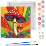 Reofrey Számfestő készlet felnőtteknek és kezdőknek - Gomba mintás festmény vászonra 20x30 cm - Kreatív és oktató tájkép festőkészlet