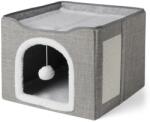 Amazon Basics macskabútor 1 szintes macskaagy házimacsáknak, kockás macskabarlang játéklabdával és kaparószőnyeggel, összecsukható, 41, 9x41,