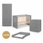 Klups LittleSky by KLUPS Pauline 3 részes babaszobabútor-szett ajándék pelenkázófeltéttel - grafit-fenyő