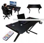 KIK Gamer íróasztal Led háttérvilágítás Rgb gamer tartók 120x60cm (KX2639)