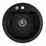 FERRO Chiuveta din granit, cuva rotunda, 510 mm FERRO MEZZO II Negru Mat Chiuveta