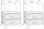 HOMCOM Set de 2 Noptiere Con Lumini Led E Stație de Încărcare, Alb | Aosom Romania (83B-832V90WT)