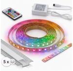 SmartLED SET 1x bandă LED RGBW digitală/16, 5W/230V 5 m + 5x profil încastrat 1 m + telecomandă (SD0106D)