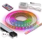 SmartLED SET 1x bandă LED RGBW DIGITAL LED/16, 5W/230V, 5 m + 5x profil încastrat de 1 m + telecomandă (SD0029D)
