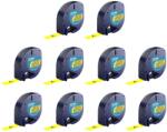DYMO Set 10 etichete din plastic galben DYMO LetraTag 12 mm x 3m pentru identificare vizibila, depozitare si organizare S0721620 (91202S10DY)