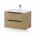 Fluminia Mobilier pentru lavoar pe blat Fluminia, Malta, finisaj riflat, 80 cm, Rovere Oro (MALTA82-RO-C)