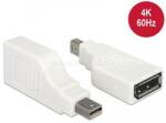 Delock Adapter, mini Displayport 1.2-es csatlakozódugó > Displayport-csatlakozóhüvely, 4K, 90 fokban (DL65867) (DL65867)
