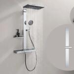 GROHE Sistem de dus, cu baterie termostat, aparent, 400 mm, 3 functii, crom - negru, Grohe SPA Rainshower Aqua Pure 100961KI00 100961KI00 (100961KI00)