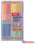 APLI Színes ceruza készlet, kétvégű, háromszögletű, APLI "Pastel Duo", 24 különböző pasztel szín (LCA20083D) - nyomtassotthon