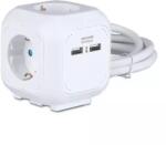 V-TAC Prelungitor Cubic 3x1.5mm 1.4m 4 Cai 16a + 2 Usb 2.1a (sku-8800)