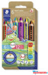 STAEDTLER Színes ceruza készlet, duo színű, hegyezővel, STAEDTLER "Noris® junior 140", 6 különböző szín (TS1402C6) - nyomtassotthon