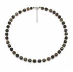  Colier Obsidian Argintiu Cub Fatetat 7-8x7-8 mm cu Argint 925 sau Inox 316L 1 Buc