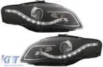 KITT Lightning Első fényszóró LED DRL nappali menetfénnyel AUDI A4 B7 2004-2008 Fekete (SWA08ELGXB)
