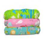 Charlie Banana Set 3 Scutece textile Charlie Banana Florida Safari Pink Organic cu inserturi noi de cânepă cu fleece - Mărime Unică