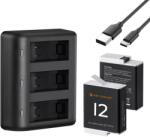 K&F Concept Incarcator K&F Concept KF28.0032 cu 3 sloturi si LED pentru GoPro Hero 12/11/10/9, cu cablu USB la Type-C