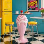 IV Interior Concept Masuta bistro stil pop art modern SWEET SOCIETY 90cm roz (A-70100 VC) Masa de cafea