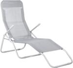 Sersimo Sezlong pliabil Zero Gravity din textilene, reglabil, 120 kg, gri deschis (GC-0015)