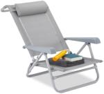 Relaxdays Scaun pliabil Relaxdays cu pernita pentru gat, 8 trepte de reglare, gri (74831309)