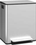 HomCom Coș de gunoi de bucătărie 2 compartimente 2 x 25L, oțel inoxidabil, capac cu închidere silențioasă, 47, 7x37, 5x56cm, argintiu | Aosom Romania (851-037V02SR) Cos de gunoi