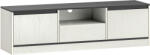 HomCom Comodă TV pentru televizoare până la 152, 4 cm cu 2 dulapuri, 1 poliță deschisă, 1 sertar, modernă, 140x35x40cm, negru și alb | Aosom Romania (83B-537V80WT)