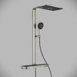GROHE Sistem de dus, cu baterie termostat, aparent, 400 mm, 3 functii, crom mat (Supersteel), Grohe SPA Rainshower Aqua Pure 100962DC00 100962DC00 (100962DC00)