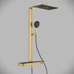 GROHE Sistem de dus, cu baterie termostat, aparent, 400 mm, 3 functii, auriu mat (Brushed Cool Sunrise), Grohe SPA Rainshower Aqua Pure 100962GN00 100962GN00 (100962GN00)
