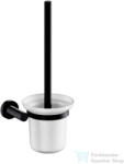 Omnires MODERN PROJEKT fali WC kefe, matt üveg tartóval, matt fekete MP60620BL (MP60620BL)