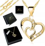 Golden Haus Elegáns Női Nyaklánc Szív Dupla Ezüst Minta 925 Ajándék 14K (Biżuteria na 18 20 30 40 50 60 70 80 GRAWER)
