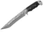 Depox Cutit de vanatoare cu lama fixa DEPOX®, Mâner din Lemn, Design Tip Damasc, Husă Cordura, 30 cm, Negru (2401)
