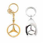 DEPOX Set 2 Brelocuri Mercedes-Benz, Metal, Design Elegant, Inele pentru Chei, Auriu/Argintiu, 7.5 cm/9 cm (2306)