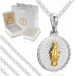 Golden Haus Ezüst Ékszer Lánc Aranyozott Madonna Medál Pr. 925 Gravírozás (Cudowny medalik Matka Boska Naszyjnik Chrzest)