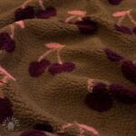  Kabát anyag TEDDY JACQUARD Cherries brown