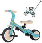 Petite&Mars Tricicleta, PetiteMars, Turbo, Editie limitata, 5 in 1, Multifunctionala, Vehicul de impins, Bicicleta cu fara pedale, Cu maner de ghidaj, Detasabil, Roti din cauciuc, Pana la 25 kg, 1.5-5 ani, Dino (