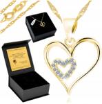 Golden Haus Csodálatos Női Nyaklánc Szív Cirkóniákkal 925 Ezüst Gravírozás (Łańcuszek złoty 585 grawer srebrny celebrytka)