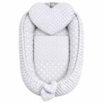 New Baby Cuib de lux cu pernă și pătură New Baby din Minky Inimioară gri