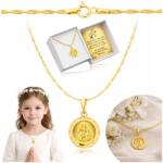 Golden Haus Arany Lánc És Medál Istenanya Minta 925 Áldozásra Kislánynak (ŁAŃCUSZEK I MEDALIK KOMUNIE CHRZEST SREBRO)