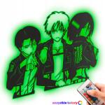LaserGroot Fa kép Anime Attack on Titan Levi Eren Mikasa Led éjszakai lámpa XL (LaserGroot)