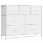 SONGMICS Comoda alba SONGMICS cu 7 sertare textile si blat solid, 99x30x74 cm (EZ-LGS323WH01) Comoda