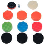  Set bureti de polisat 80 mm M10, 12 piese, cu adaptor si blana (070826-2)