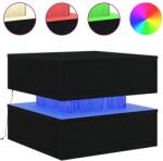 vidaXL Masuta de Cafea pentru Living cu Lumini LED, 50x50x40 cm, PAL Stejar Negru (862257)