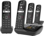 Gigaset AS690A Quattro - 4 cordless DECT telephones with answering machine - easy-to-read contrast display - brilliant audio sound - easy to use - do not disturb, black [German version] - 83167 (83167) Телефонни апарати