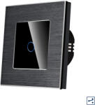 Luxion Intrerupator Simplu Cap Scara / Cruce cu Touch din Sticla si Rama de Aluminiu LUXION, Serie A, Negru, LX-MT-A102A-B (lx-mt-a102a-b)