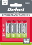 Rebel AA 2600 mAh Ni-MH 1, 2 V újratölthető akkumulátorok, 4 db L-BAT2012 (BAT2012)